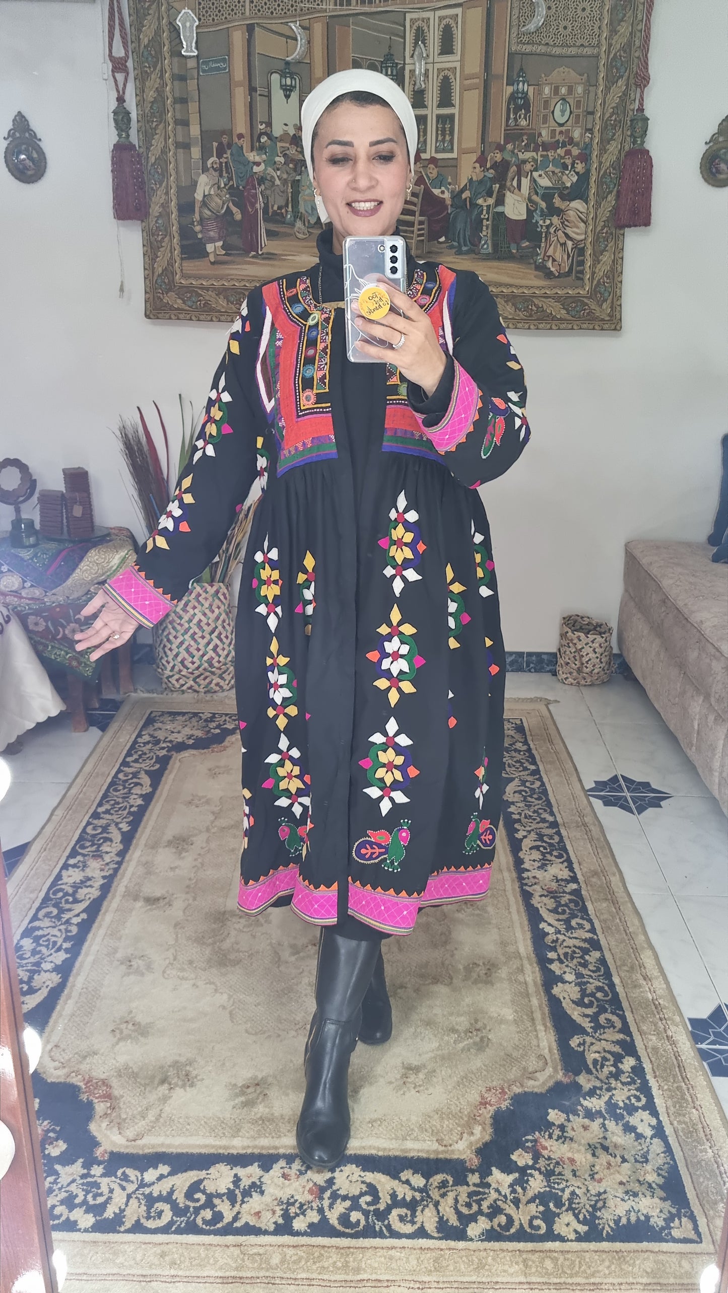 Fully Handmade Ethnic Kaftan with Afghani Embroidery