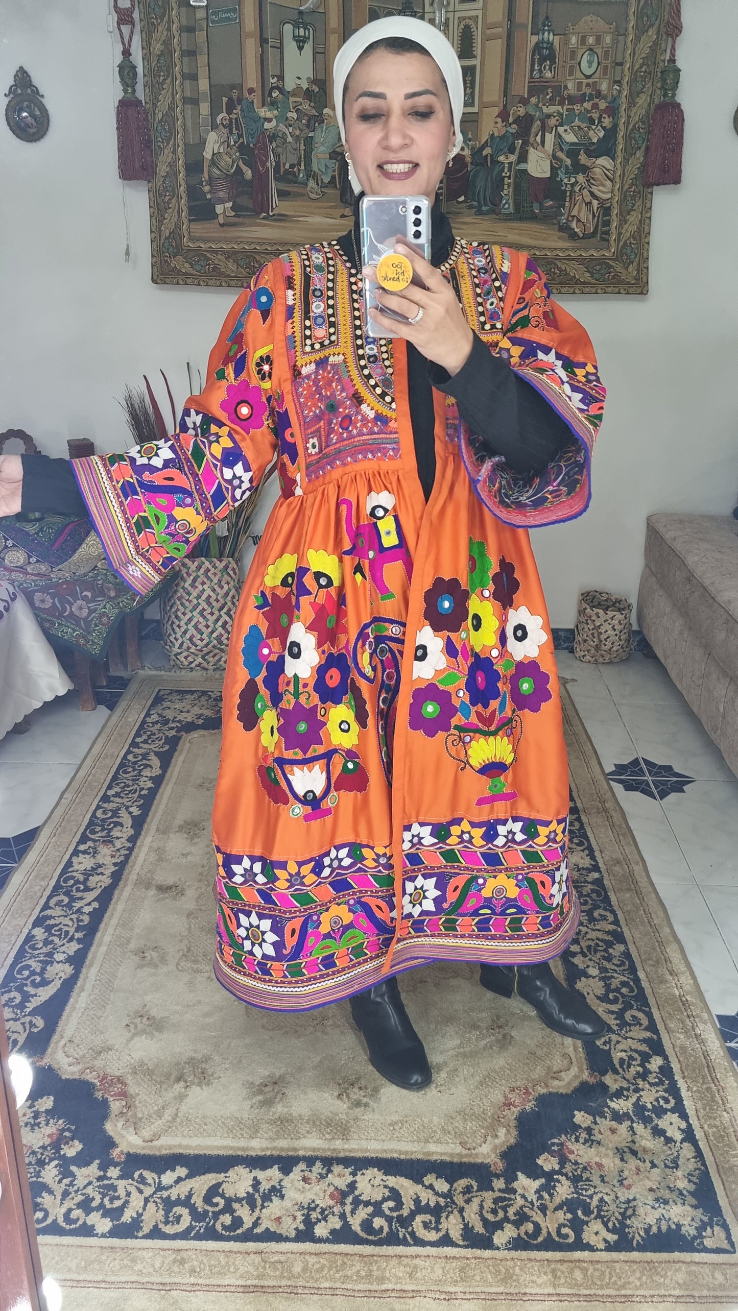 Fully Handmade Ethnic Kaftan with Afghani Embroidery