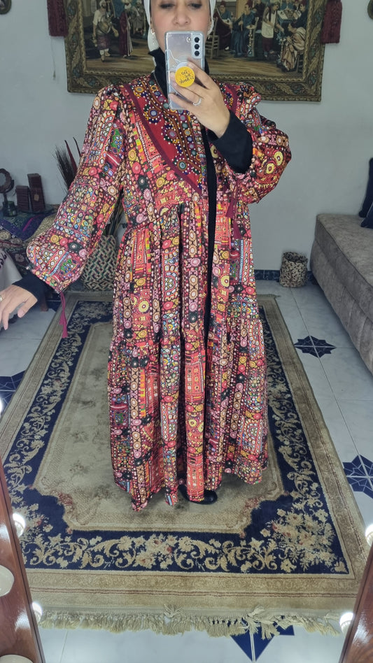 Mix Cotton & Silk Ethnic Kaftan with Afghani Embroidery