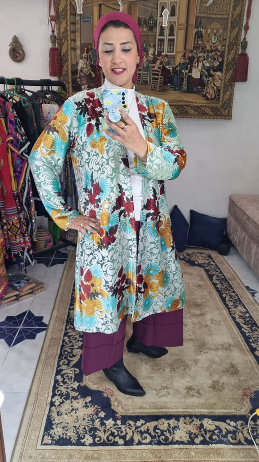 Multi-Colored Velvet Kimono